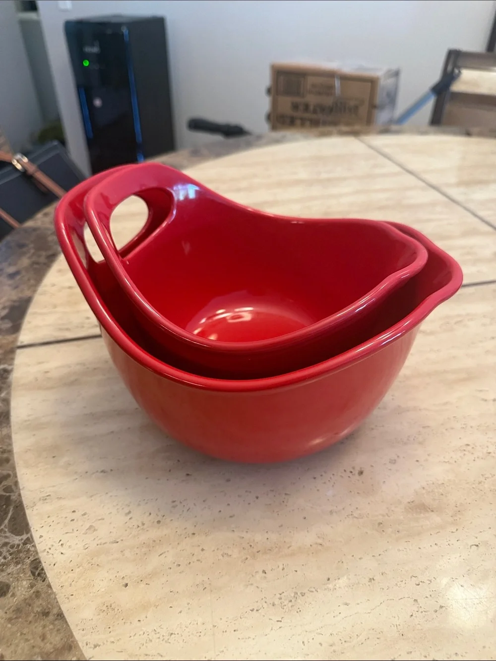 Rachael Ray Red Mixing Bowls with Handle and Pour Spout - Nesting Set